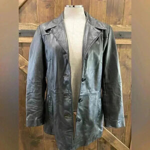 Vintage Wilsons Black Leather Fitted Jacket Size L